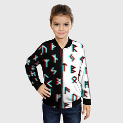 Бомбер детский Doom glitch pattern, цвет: 3D-черный — фото 2