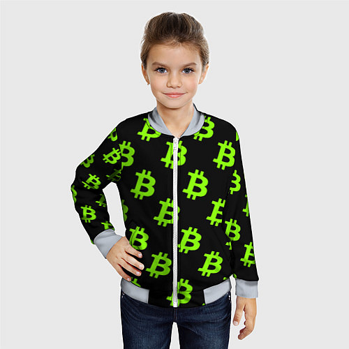 Детский бомбер Биткоин кислотные монеты / 3D-Серый – фото 4