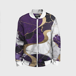 Бомбер детский Фиолетовый с белым и золотым, цвет: 3D-белый