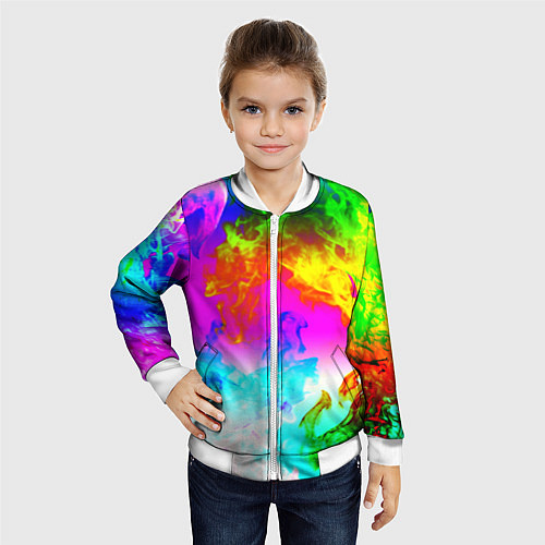 Детский бомбер Неоново кислотный огонь / 3D-Белый – фото 4