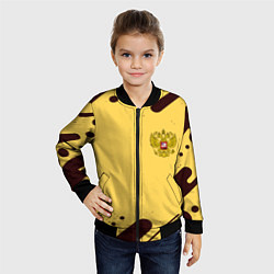 Бомбер детский Герб РФ текстура ретро, цвет: 3D-черный — фото 2