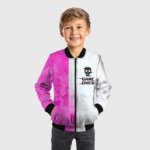 Детский бомбер Game over pink abstraction / 3D-Черный – фото 3