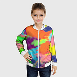 Бомбер детский Яркие пятна мелками - текстура, цвет: 3D-белый — фото 2