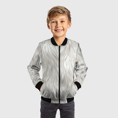 Детский бомбер Белый мех кошки / 3D-Черный – фото 3