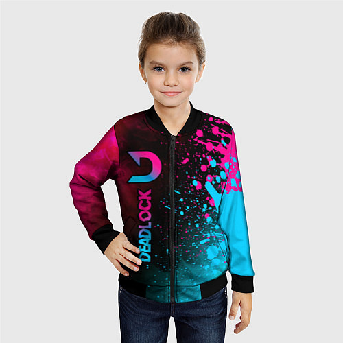 Детский бомбер Deadlock - neon gradient по-вертикали / 3D-Черный – фото 4