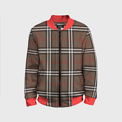 Бомбер детский Стильная клетка - шотландка, цвет: 3D-красный