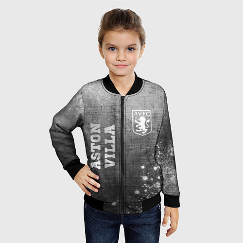 Детский бомбер Aston Villa - grey gradient вертикально / 3D-Черный – фото 4