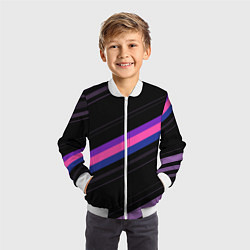 Бомбер детский Неоновые полосы, цвет: 3D-белый — фото 2