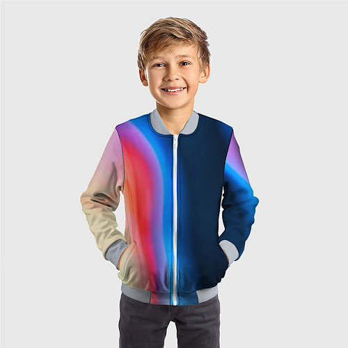 Детский бомбер Неоновый градиент разводы / 3D-Серый – фото 3
