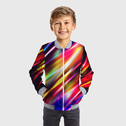 Бомбер детский Неоновая абстракция линии, цвет: 3D-серый — фото 2