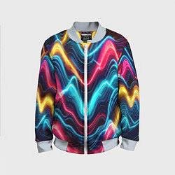 Бомбер детский Хаотичные неоновые полосы - абстракция, цвет: 3D-серый