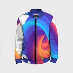 Бомбер детский Неоновые волны абстракция, цвет: 3D-синий