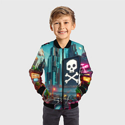 Бомбер детский Minecraft district with skull - ai art fantasy, цвет: 3D-черный — фото 2