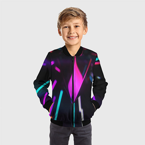 Детский бомбер Оптические лучи неон / 3D-Черный – фото 3