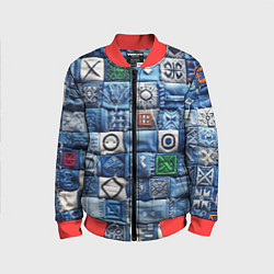 Бомбер детский Геймерский пиксельный пэчворк, цвет: 3D-красный