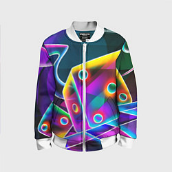 Бомбер детский Неоновая геометрия текстура, цвет: 3D-белый