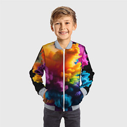 Бомбер детский Взрыв разноцветных облаков, цвет: 3D-серый — фото 2