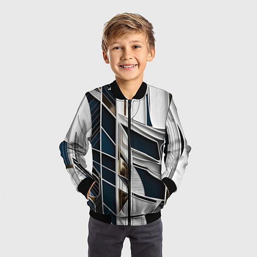 Детский бомбер Кибер текстура / 3D-Черный – фото 3