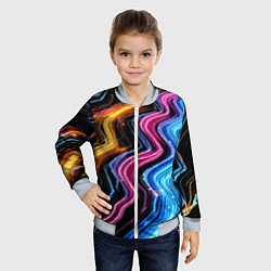 Бомбер детский Неоновые полосы - нейроарт, цвет: 3D-серый — фото 2