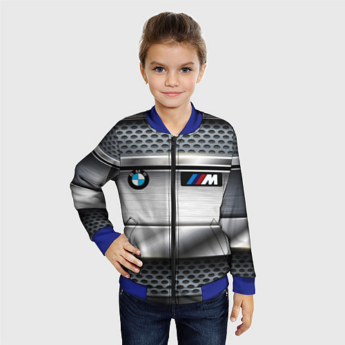 Детский бомбер BMW metal texture / 3D-Синий – фото 4