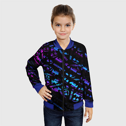 Детский бомбер Marshmello neon club / 3D-Синий – фото 4