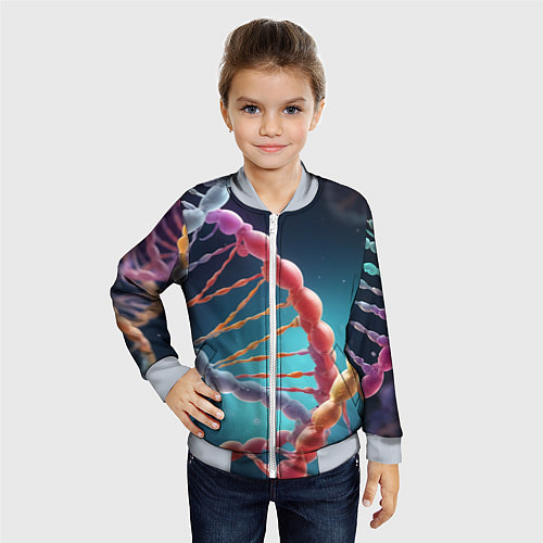 Детский бомбер Разноцветный ДНК / 3D-Серый – фото 4