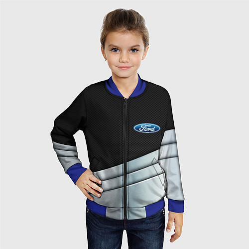 Детский бомбер FORD metal texture / 3D-Синий – фото 4