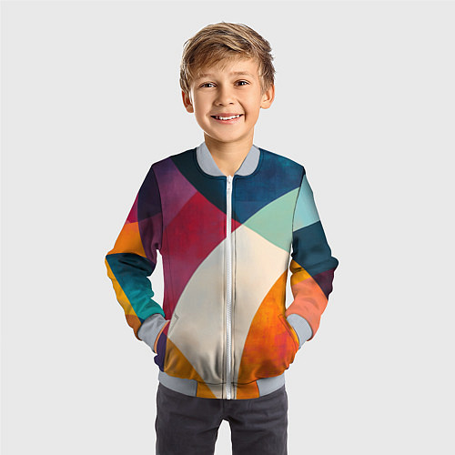 Детский бомбер Геометрическая иллюстрация / 3D-Серый – фото 3