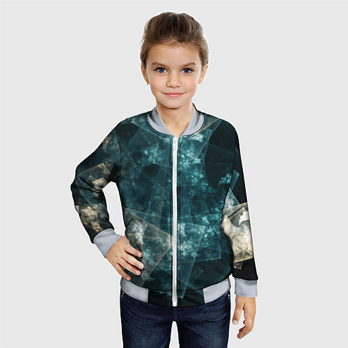 Детский бомбер Абстрактный космос геометрия / 3D-Серый – фото 4