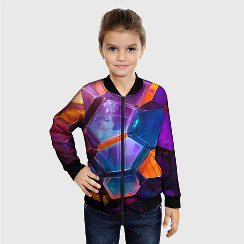 Детский бомбер Неоновые минералы / 3D-Черный – фото 4