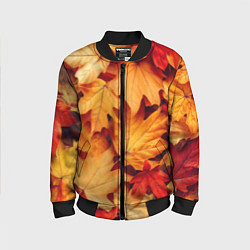Бомбер детский Осенние кленовые листья, цвет: 3D-черный