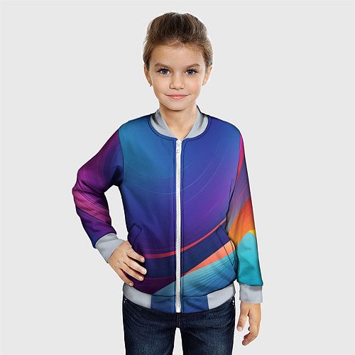 Детский бомбер Красивый градиент абстракция / 3D-Серый – фото 4