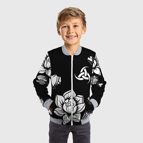 Детский бомбер Русская община символика розы / 3D-Серый – фото 3