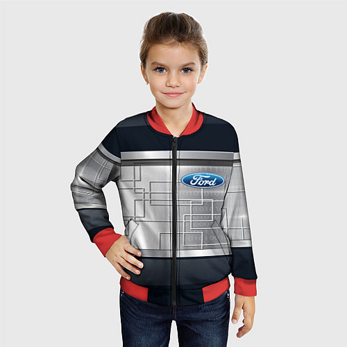 Детский бомбер FORD текстура из метала / 3D-Красный – фото 4