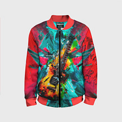 Бомбер детский Электрогитара в красках, цвет: 3D-красный