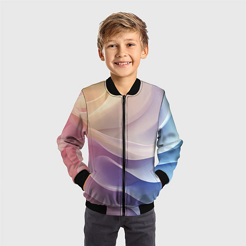 Детский бомбер Текстура с градиентом волны / 3D-Черный – фото 3