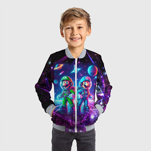 Детский бомбер Космонавты Марио и Луиджи покоряют космос - нейроа / 3D-Серый – фото 3