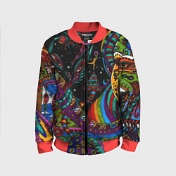 Бомбер детский Оптический узор девушка, цвет: 3D-красный