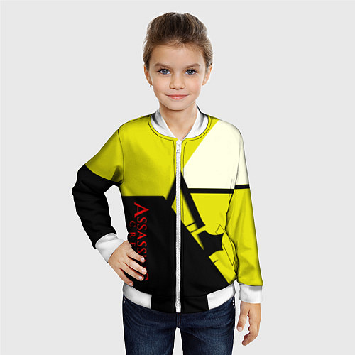 Детский бомбер Assassins Creed geometry logo / 3D-Белый – фото 4