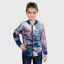 Бомбер детский Японская зима в сельской местности, цвет: 3D-синий — фото 2