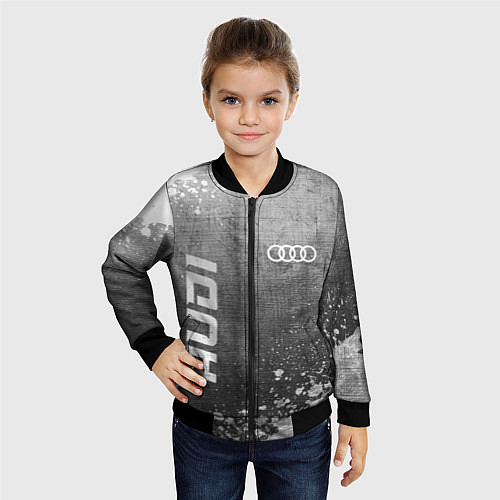 Детский бомбер Audi - grey gradient вертикально / 3D-Черный – фото 4