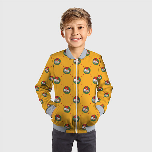 Детский бомбер Рик и Морти Новый год паттерн / 3D-Серый – фото 3