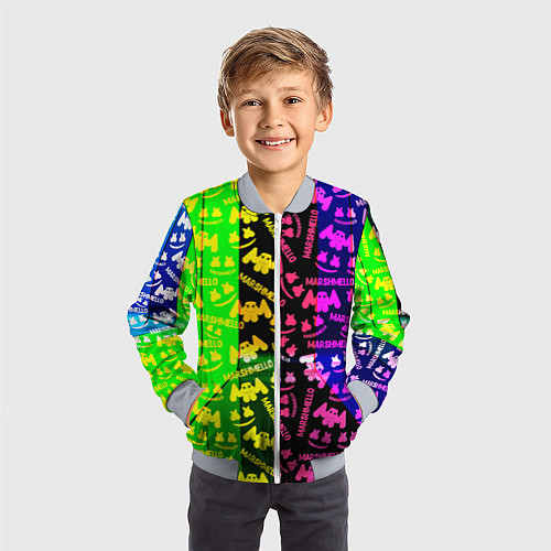 Детский бомбер Marshmello pattern neon steel / 3D-Серый – фото 3