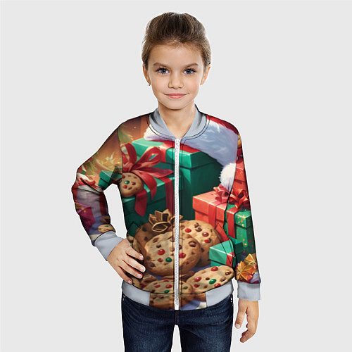 Детский бомбер Рождественские подарки / 3D-Серый – фото 4