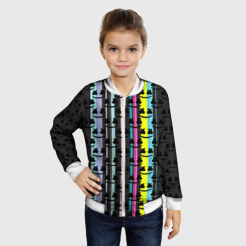 Детский бомбер Marshmello dj pattern line / 3D-Белый – фото 4
