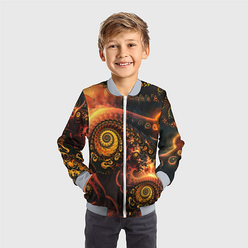 Детский бомбер Оптические узоры фракталы / 3D-Серый – фото 3