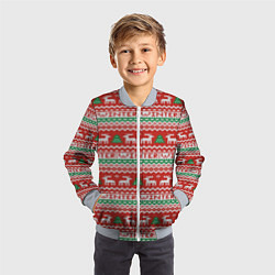 Бомбер детский Deer christmas pattern, цвет: 3D-серый — фото 2