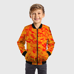 Бомбер детский Красные плитки на жёлтом фоне, цвет: 3D-черный — фото 2