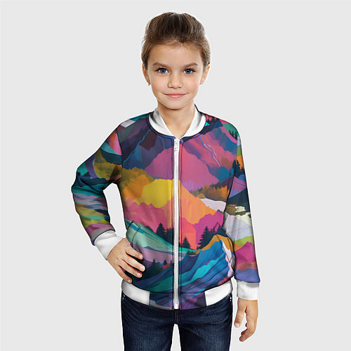 Детский бомбер Красочные горы / 3D-Белый – фото 4