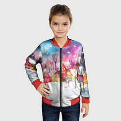 Бомбер детский Новогодний ночной дворик, цвет: 3D-красный — фото 2